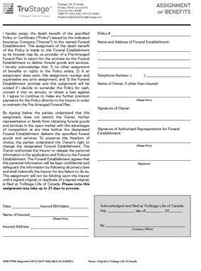 Assignment of Benefits Form